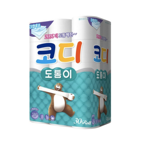 코디 도톰이 3겹 롤화장지 30m 30롤